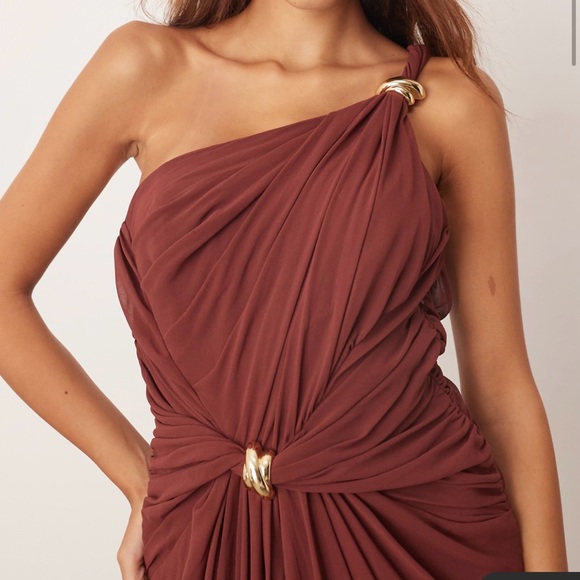 ASOS One-Shoulder Rust Dress - Picture 2 of 4